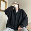 Suéter Cardigan Masculino Primavera e Outono Preto Solto Roupa Tooling Moda Japonesa Marca de Luxo Outono Plumpian Bonito Jaqueta Casual