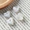 Lote de material para pendientes de bricolaje con forma de corazón de lentejuelas brillantes japonesas, forma de corazón, media pastilla de resina