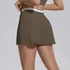 Novo Estilo Transfronteiriço Cor Nude Toque Macio Bloco de Cores Cintura Alta Costela Falso Duas Peças Saia Esportiva Anti-Exposição Saia de Tênis Roupa de Yoga