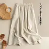 Falda de algodón puro para mujer de longitud media, corte holgado con silueta fluida, con bordados de estilo étnico, un nuevo diseño de línea A y un look retro versátil