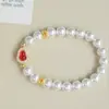 Pulseira de pérolas de calcedônia natural, simples e elegante, com um design único, perfeita para mulheres, apresentando ágata vermelha e pérolas, um item de joalheria popular