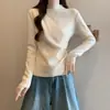 Suéter de Tricô com Gola Alta Meia-Manga para Mulheres Plus Size para Outono e Inverno, Suéter Base Emagrecedor para Meninas Plus Size