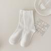 Calcetines de Algodón Puro para Mujer hasta Media Pantorrilla, Calcetines Sin Costuras, Estilo Otoño e Invierno Negro, Calcetines Largos de Maternidad, Dulce Estilo Ins al Por Mayor