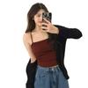 Camisola Verde Calada para Mujer, Ropa de Verano Exterior, Hermoso Espalda de Sujetador, Top Corto Delgado sin Mangas Integrado