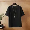 Camiseta de Verano de Manga Corta para Jóvenes para Hombre Tendencia de Color Puro Camiseta Básica de Media Manga Casual Holgada para Hombre Multi-Estilo