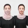 Bufanda de Seda Dorada Colgante para Orejas para Mujer, Versátil para Primavera y Verano, Cubrecuellos con Protección Solar, Protector Multifuncional para Cuello, Velo Facial, Bufanda Pequeña de Seda Versátil para Ponerse