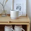Taza de cerámica vintage, taza de café de cerámica simple estilo japonés, taza de leche para uso doméstico, taza para beber el desayuno, taza apilable