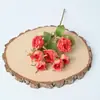 8 Esquejes de Rosa de Flores Artificiales Estilo Europeo Lujo Accesible Pintura al Óleo Borde Quemado Decoración de Mesa para Sala de Estar Decoración de Flores Artificiales