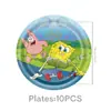 Bob Esponja Transfronterizo Vajilla Desechable Evento de Fiesta de Cumpleaños Vasos de Papel Servilletas de Papel Platos de Papel Cubiertos Tenedores y Cucharas Decoración de Vajilla