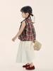 Conjunto de Verano Changguo Clothing para Niñas Estilo Coreano Chaleco a Cuadros y Pantalones de Pierna Ancha Conjunto de Dos Piezas para Niñas Jóvenes