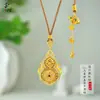 Item de Luxo Leve Popular no Xiaohongshu com um Toque de Alto Padrão, o Colar de Cabaça das Quatro Belezas do Mundo, Pingente Rotativo Estilo Corte com Filigrana Vintage Inlaid