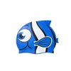 Touca de Natação Infantil de Silicone em Formato de Peixe, Touca de Natação Impermeável Fofa de Desenho Animado com Proteção para Ouvidos, Touca de Natação para Treinamento de Estudantes, Touca de Natação Estampada