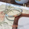 Pulseira de Prata 999.9 Original Fushi Foot Copyright Flor Begônia Feminina Seda Floral Método Antigo Prata Pura Aberta Pulseira Presente para Namorada