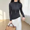 Nuevo Suéter de Punto de Cuello Redondo Ajustado para Mujer Otoño/Invierno 2026, Suéter Básico Versátil de Color Sólido, Top de Manga Larga con Acabado de Alta Gama