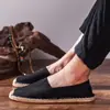 Venda direta da fábrica verão e outono novos sapatos de linho masculinos de um passo sapatos de palha pescador sapatos casuais de lona de linho preguiçosos