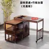 Mesa de Té Giratoria Móvil Balcón Hogar Máquina de Bar de Té Integrada Preparación de Té Mesa de Café Multifuncional Juego Completo Mesa de Té Gabinete de Agua para Té