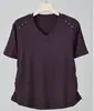 Nova Camiseta de Algodão para Mulheres, Verão, Design Amassado Emagrecedor, Top Curto para Usar por Baixo, Gola V, Manga Curta