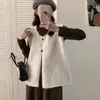 Chaleco de punto retro estilo japonés para mujer, nuevo modelo primavera 2026, chaqueta chaleco suéter petite de cuello redondo