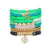 Europa y América. Pulsera Verde del Día de San Patricio Apilada con Cuentas de Arcilla Suave, Decoración de Colgante Hecho a Mano de Trébol de Cuatro Hojas de Buena Suerte