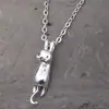 Colgante Dinámico Lindo de Gatito Japonés y Coreano para Mujer Plata de Ley S925 Moda Clavícula Elegante Colgante