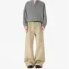 Pantalones Casuales de Trabajo Marrón Americano para Hombre Otoño 2025 Nuevo Cintura Alta Pierna Ancha Ajuste Holgado Adelgazante Versátil Pantalones Rectos