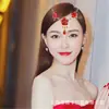Conjunto de tres piezas de tocado de novia, estilo coreano, con perlas dulces, flores, collar, pendientes, hilo de boda, accesorios para vestido