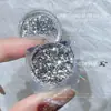 Fragmentos de Brillo para Uñas en Polvo Fino Lentejuelas Brillo Plateado Lámina Plateada Arte de Uñas Fino Polvo Mezclado