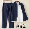 Traje Tang de Primavera y Verano Traje para Mediana Edad Estilo Chino Estilo Clásico Retro Ropa de Estilo Chino Conjunto de Dos Piezas con Botón y Cuello