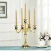 Candelabro de Metal com Três Cabeças Cinco Cabeças Liga Prata Europeu Ornamento Casamento Hotel KTV Casa