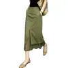 Falda Verde con Abertura para el Trabajo para Mujer 2026 Verano Nueva de Cintura Alta Adelgazante Elegante Versátil de Longitud Media