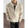 Suéter de Punto Trenzado con Media Cremallera Estilo Old Money Vintage para Otoño e Invierno, Engrosado, para Parejas, Ropa de Punto Casual para Hombre