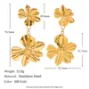 Pendientes de Moda Retro Ins Europeos y Americanos Nicho Elegantes Populares Acero Inoxidable Chapado en Oro de 18K Pendientes de Empalme de Dos Flores para Mujer