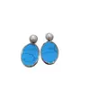 Brincos de Pérola Azul Turquesa com Borda de Metal de Alto Padrão Estilo Hong Kong para Mulheres, Design de Nicho da Moda de Luxo Leve, Brincos Geométricos