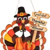 Cartel de Madera Creativo de Pavo y Calabaza de Acción de Gracias, Cartel Decorativo Colgante Creativo, Decoración para Puerta Principal de Casa Nueva