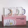 Taza de vidrio transparente resistente al calor, taza de agua transparente para el hogar sin tapa, taza de té de una sola capa con asa, vidrio de borosilicato