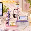 Linda Persona Pequeña de Dos Ojos Rama con Forma de Exhibidor de Almacenamiento Soporte para Auriculares Escritorio E-sports Exhibidor de Almacenamiento Decoración
