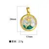 Pingente para Mulheres Estilo Pintura a Óleo Jardim de Monet Pingente Redondo de Flor para Mulheres Moda Elegante Simples Corrente para Clavícula Pingente Atacado