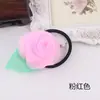 Anillo para el cabello de flor de tela de color caramelo, banda de cuero rosa, cuerda para el cabello, nuevo de Corea, hilo de seda, accesorios para el cabello al por mayor