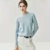 Elegante suéter de cachemira para mujer con patrón jacquard, mangas largas, diseño de punto de moda, adornos de perlas, acentos de diamantes, cuello redondo y estilo pullover