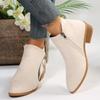 Comercio Exterior Transfronterizo 2024 Nuevos Botines Martin de Talla Grande con Cremallera Lateral para Mujer Botines Cortos de Punta Tacón Medio Cuadrado Botines Bajos para Mujer