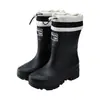 Botas de Lluvia de Moda Transfronterizas para Mujer, Impermeables hasta la Pantorrilla con Cordón, Ropa Exterior Versátil, Zapatos para el Agua Versátiles, Grosor, Cómodos, Antideslizantes, Zapatos de Goma para Cocina para Mujer