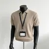 Polo de punto de verano para hombre con cremallera, casual de manga corta, color liso, transpirable, top elegante y versátil
