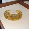 Pulseira de Metal Aberta com Contas Redondas de Ponto de Fusão Vazado Transfronteiriça Europeia e Americana Pulseira com Senso de Design de Nicho Joia de Mão de Temperamento Exagerado para Mulheres