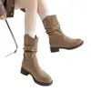 Botas Melard de media pantorrilla 2026 Nuevas Botas vaqueras occidentales holgadas para primavera y otoño Botas cortas Birkenstock Botas Martin Antideslizantes