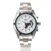 Reloj Mecánico Semiautomático Luminoso Winner para Hombre, Casual de Moda, con Calendario, Agujeros, Correa de Cuero Blanca Negra, Blanco