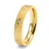 Anillo Circular de Girasol de Acero de Titanio Esmerilado con Diamante Adhesivo para Mujer, Joyería de Mano Nueva Pequeña Fresca 18K Transfronteriza