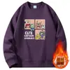Sudadera de cuello redondo para hombre, forrada de forro polar para otoño e invierno, engrosada, cálida y resistente al frío, camisa de manga larga estampada, top de hombre moderno y versátil