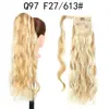 Extensão de Cabelo Sintético Longa Cacheada com Franja Envolvente Ondulada com Fita Mágica Rabo de Cavalo Ondulado