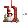 Muñeco de nieve navideño transfronterizo, nuevos adornos de decoración navideña plana acrílica de 26 letras 2D, decoraciones colgantes para coche