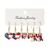 Pendientes Transfronterizos Nueva Bandera Americana Día de la Independencia Aleación Colgante de Lazo de Amor Conjunto de Tarjetas para Damas Pendientes